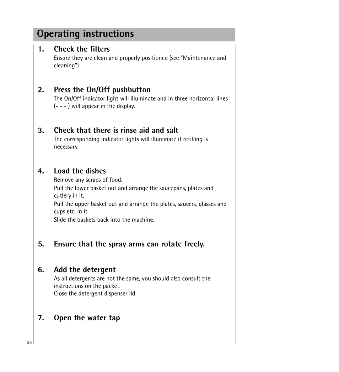 AEG 64800 manual Operating instructions 