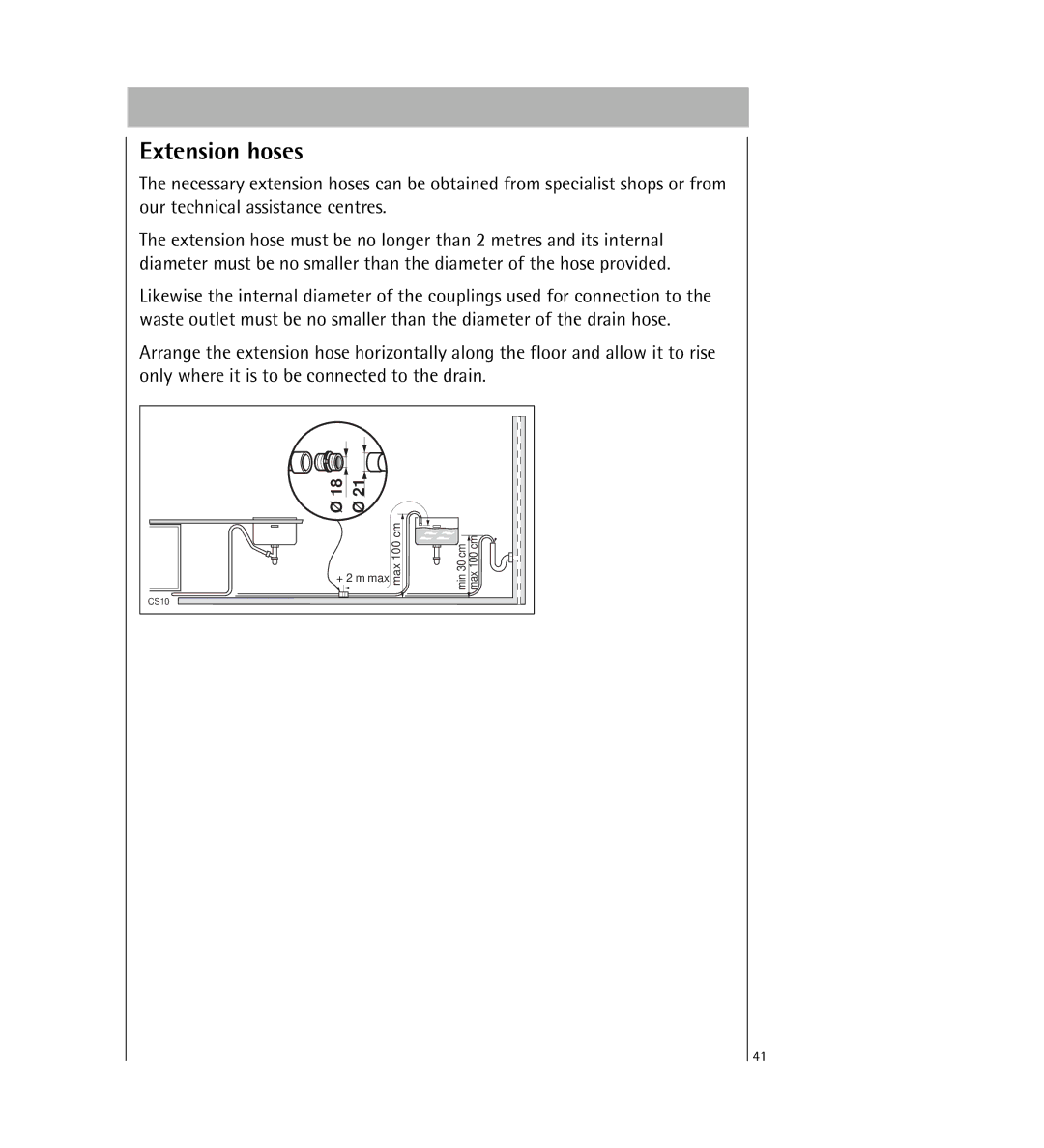 AEG 64800 manual Extension hoses 