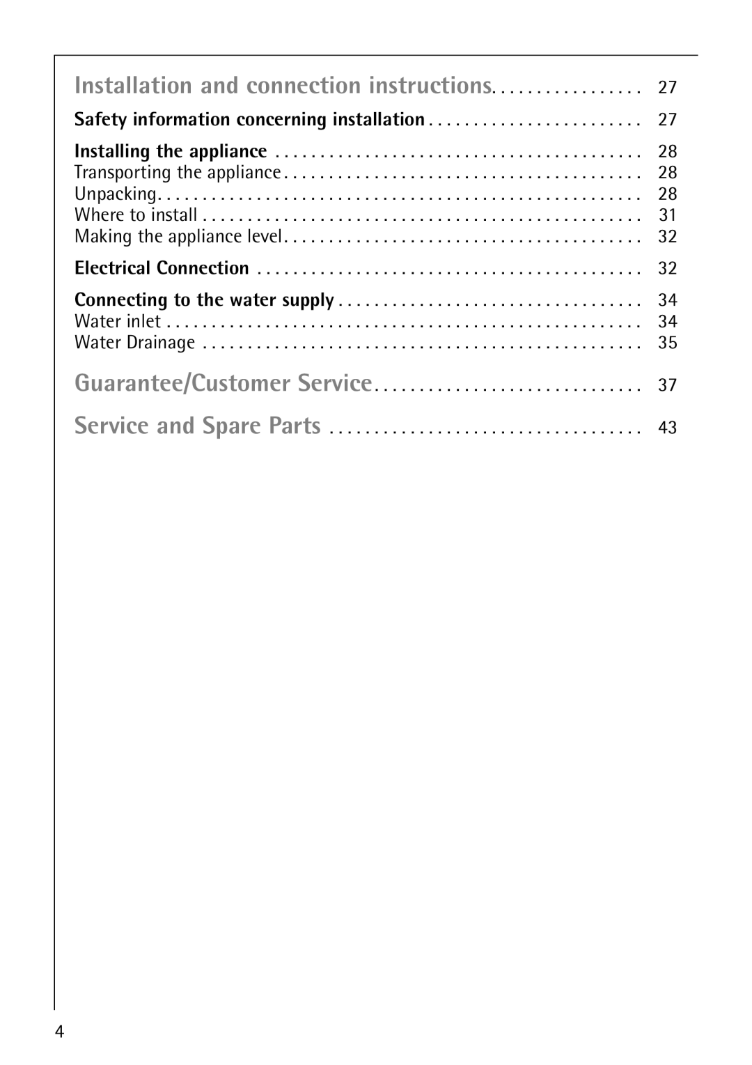 AEG 64819 manual Safety information concerning installation, Guarantee/Customer Service 