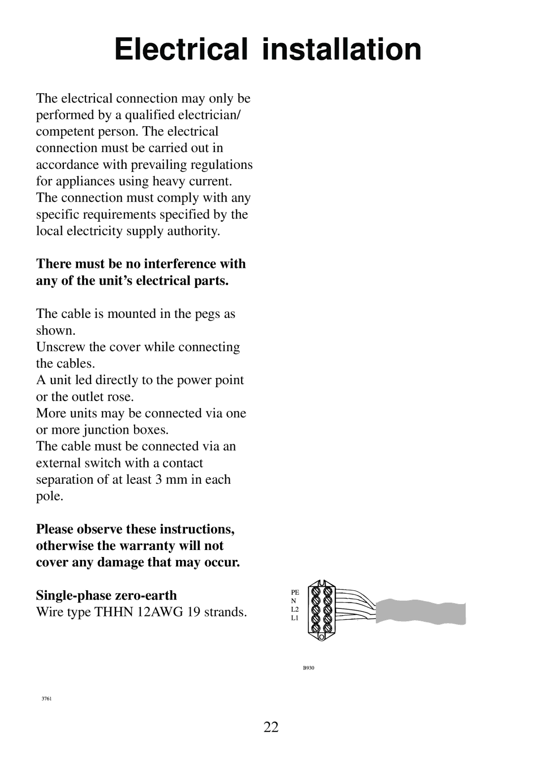 AEG 6510K7-M manual Electrical installation, Single-phase zero-earth 