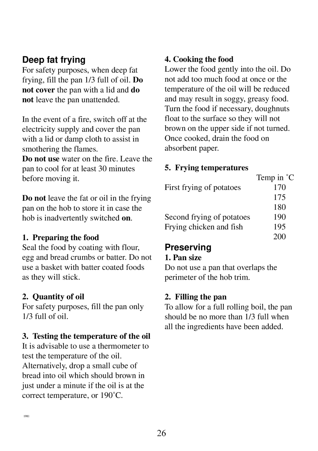 AEG 6510K7-M manual Deep fat frying, Preserving 