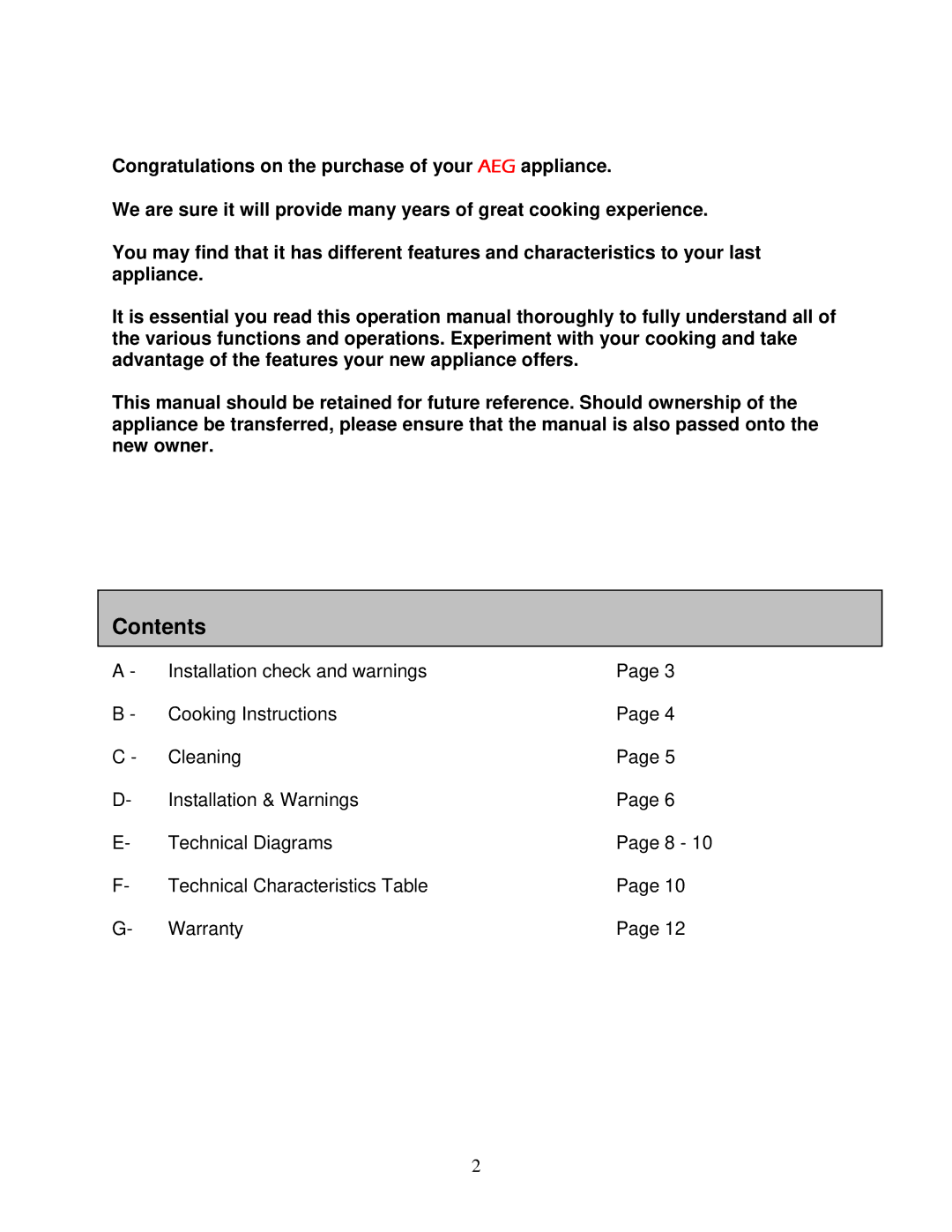 AEG 6524gm-m user manual Contents 