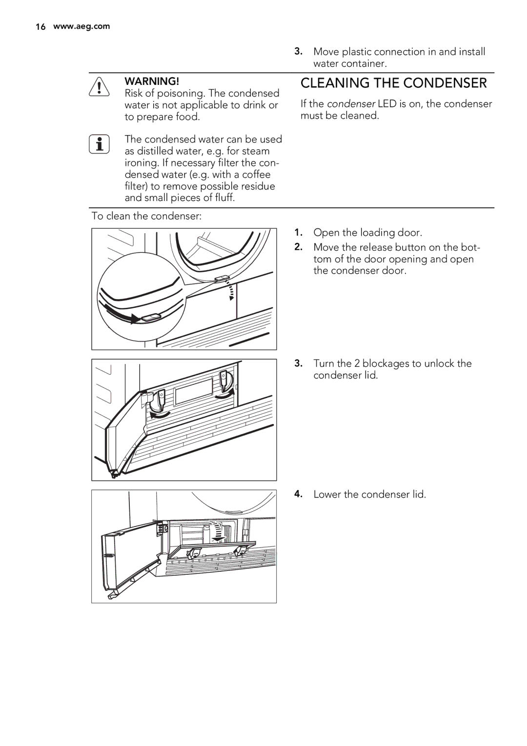 AEG 65270AC EN user manual Cleaning the Condenser 