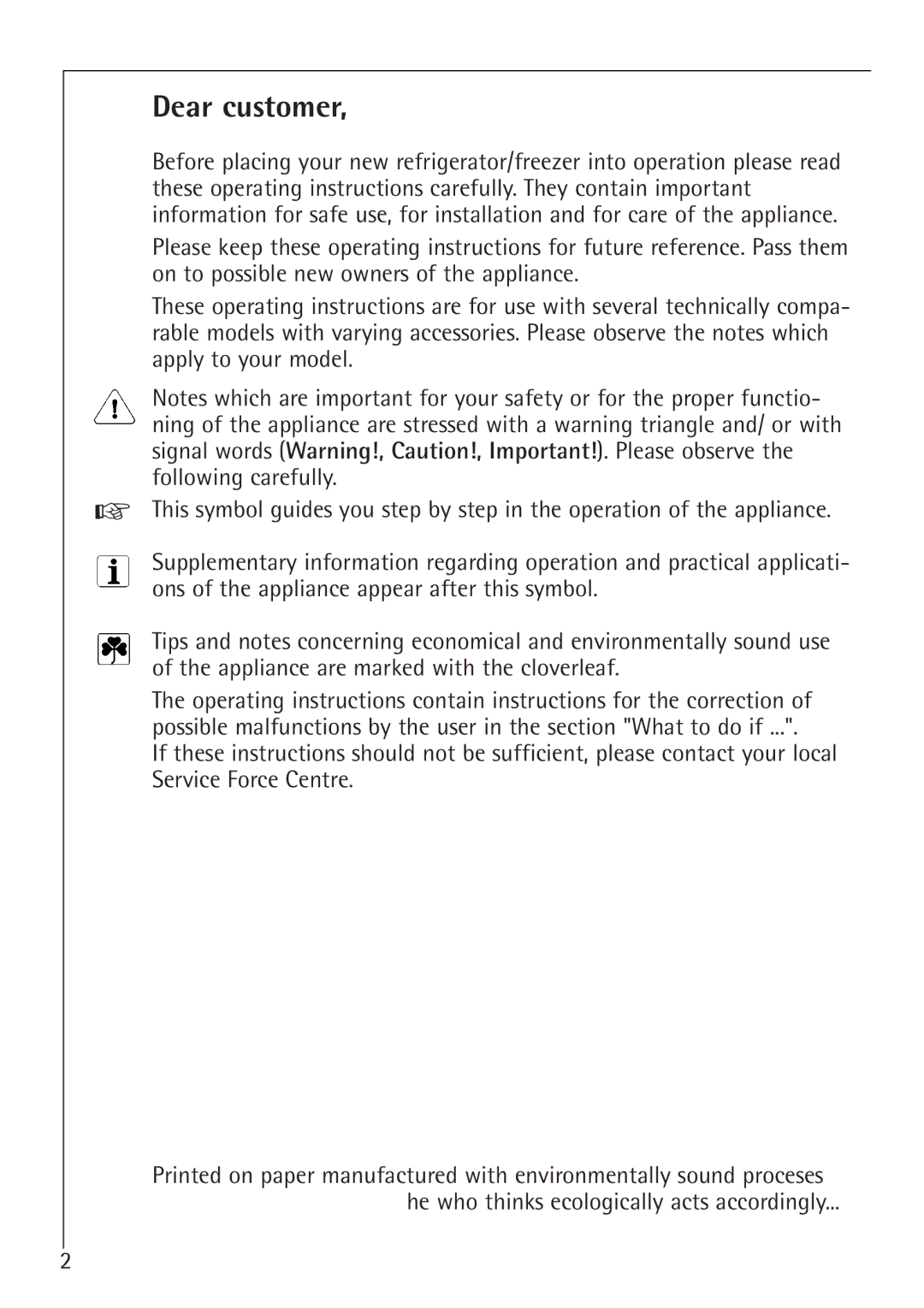 AEG 66000I installation instructions Dear customer 