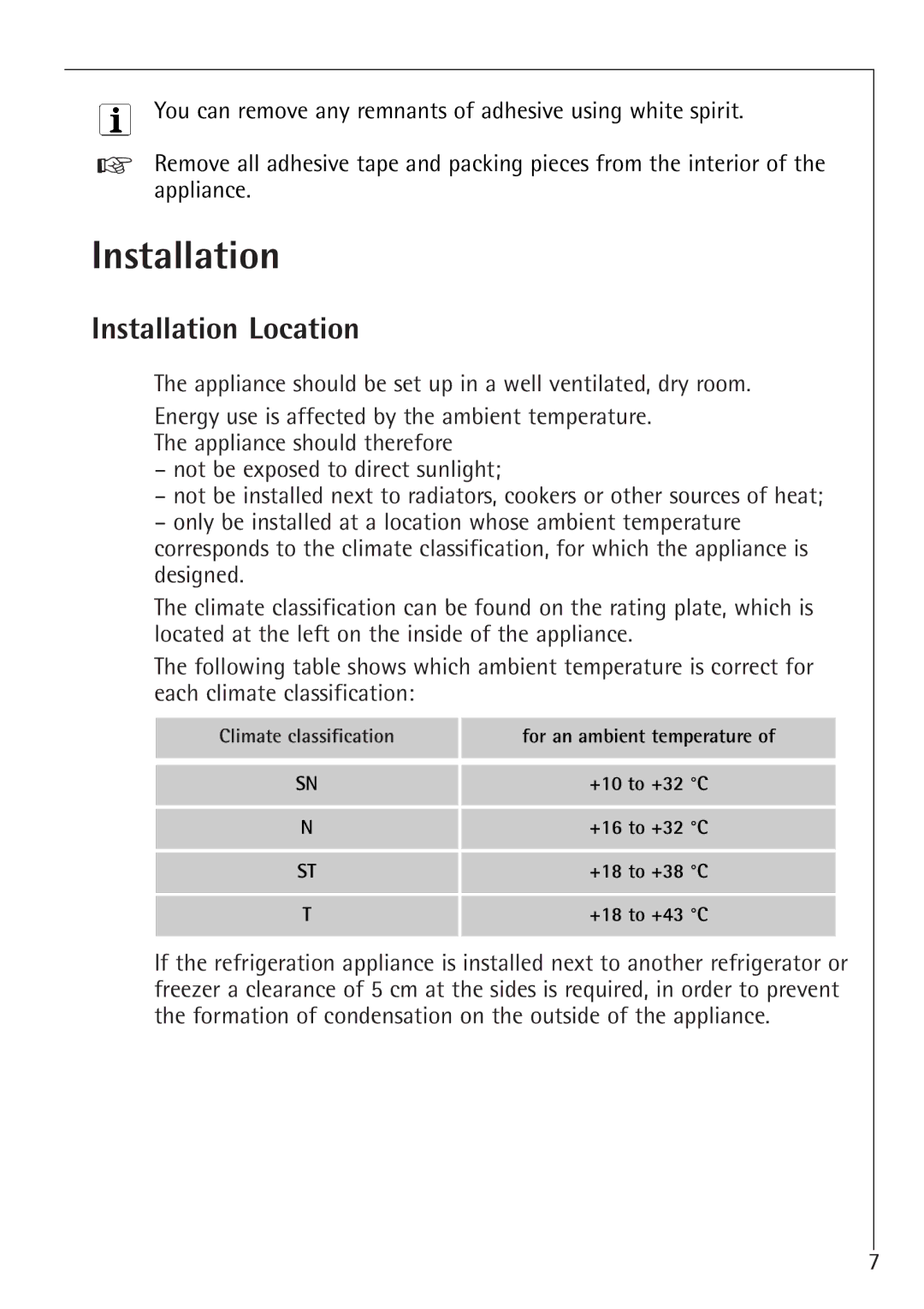 AEG 66000I installation instructions Installation Location 