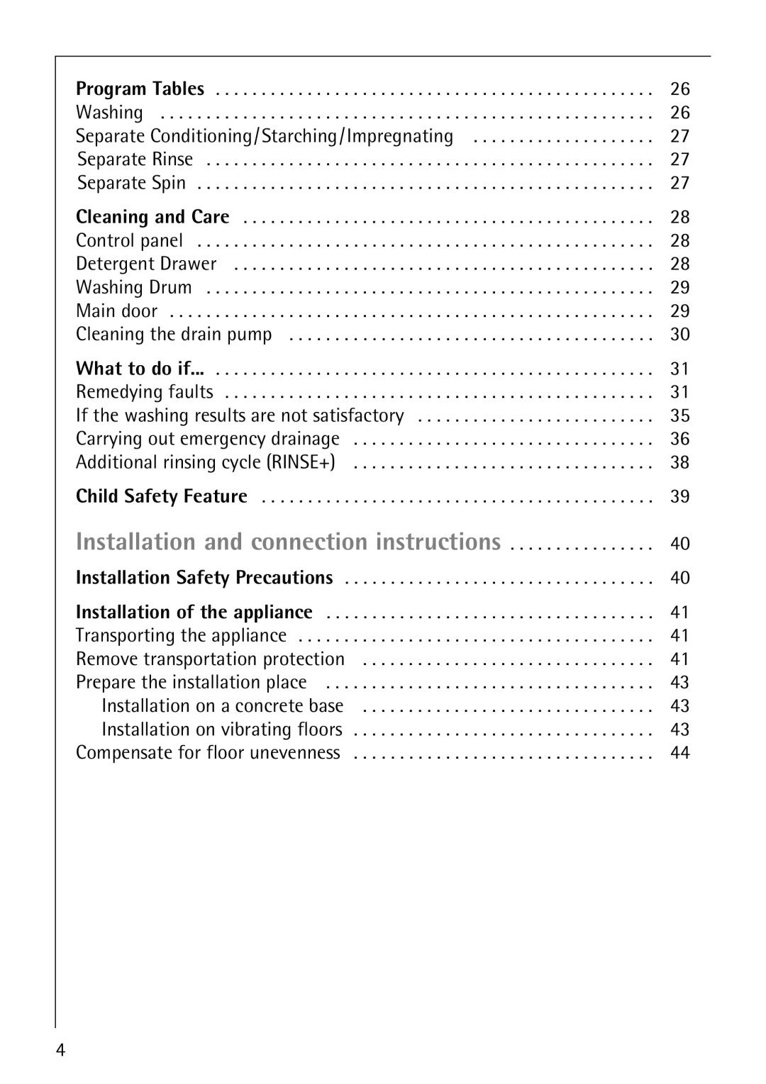 AEG 70630 manual Installation and connection instructions 