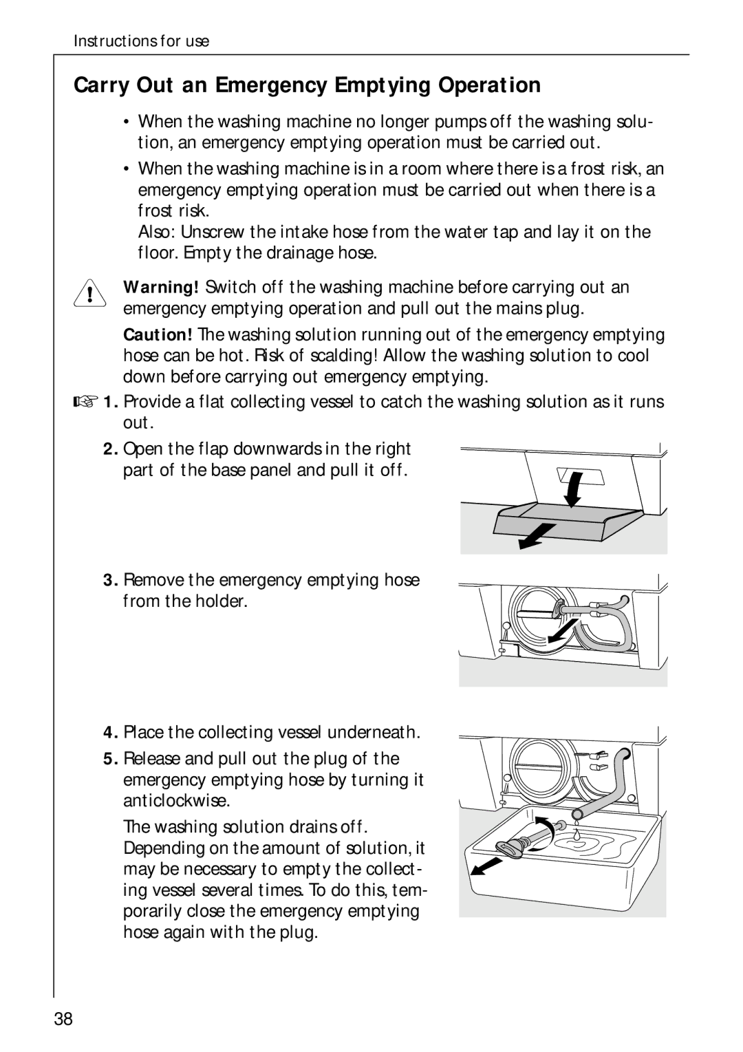 AEG 70730 manual Carry Out an Emergency Emptying Operation 