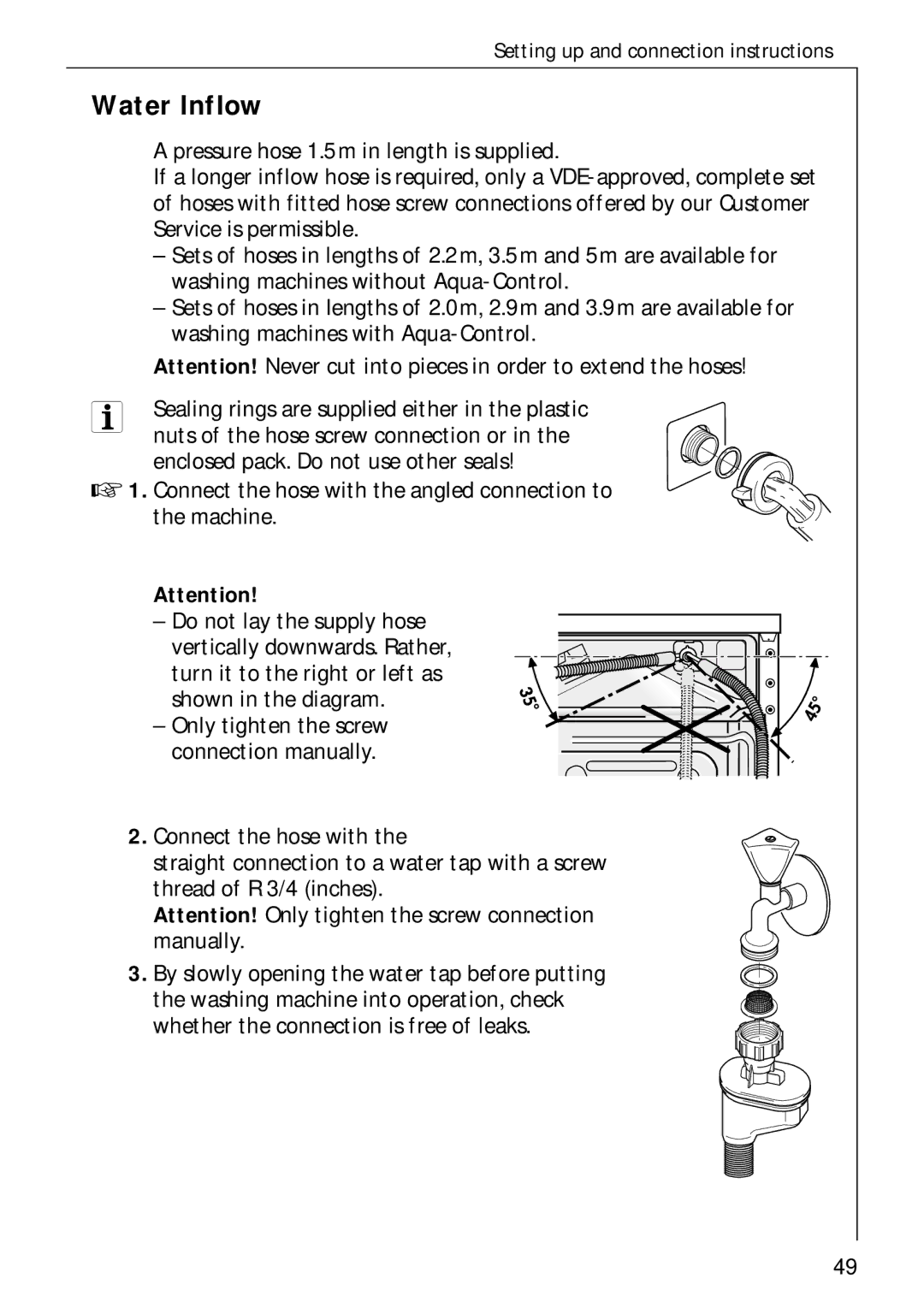 AEG 70730 manual Water Inflow 