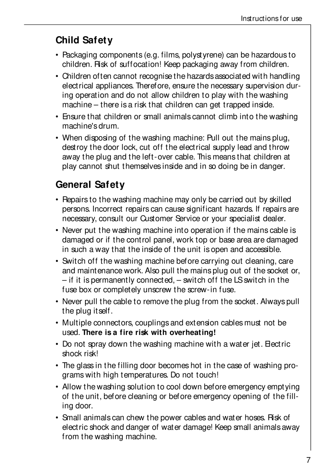 AEG 70730 manual Child Safety, General Safety 