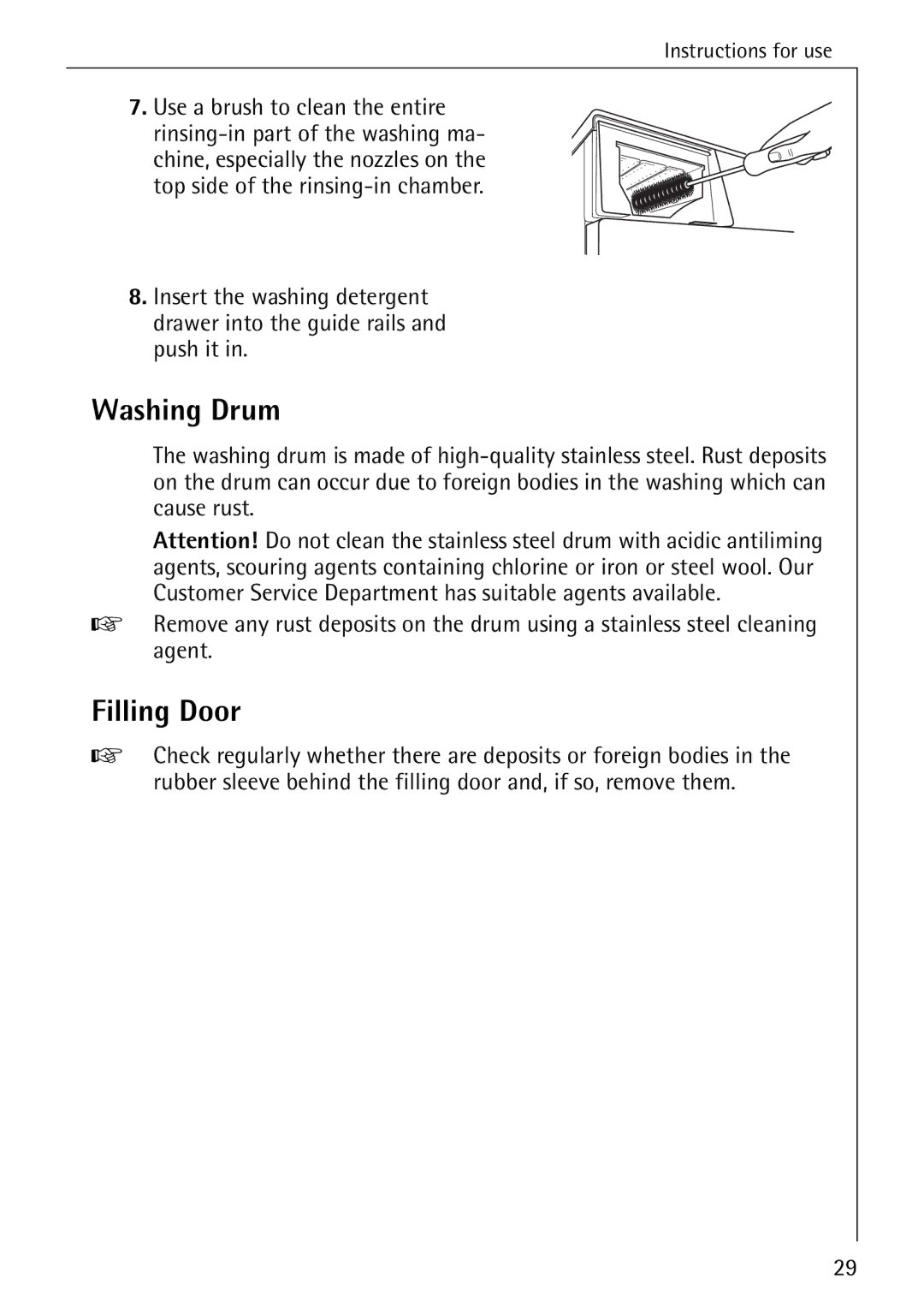 AEG 7200 manual Washing Drum, Filling Door 