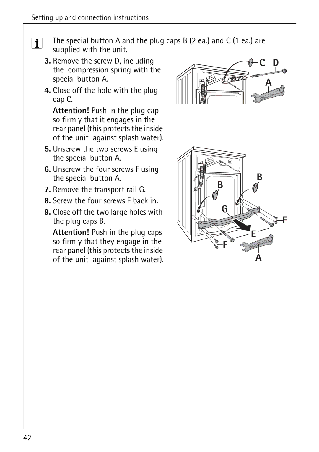 AEG 7200 manual Supplied with the unit 