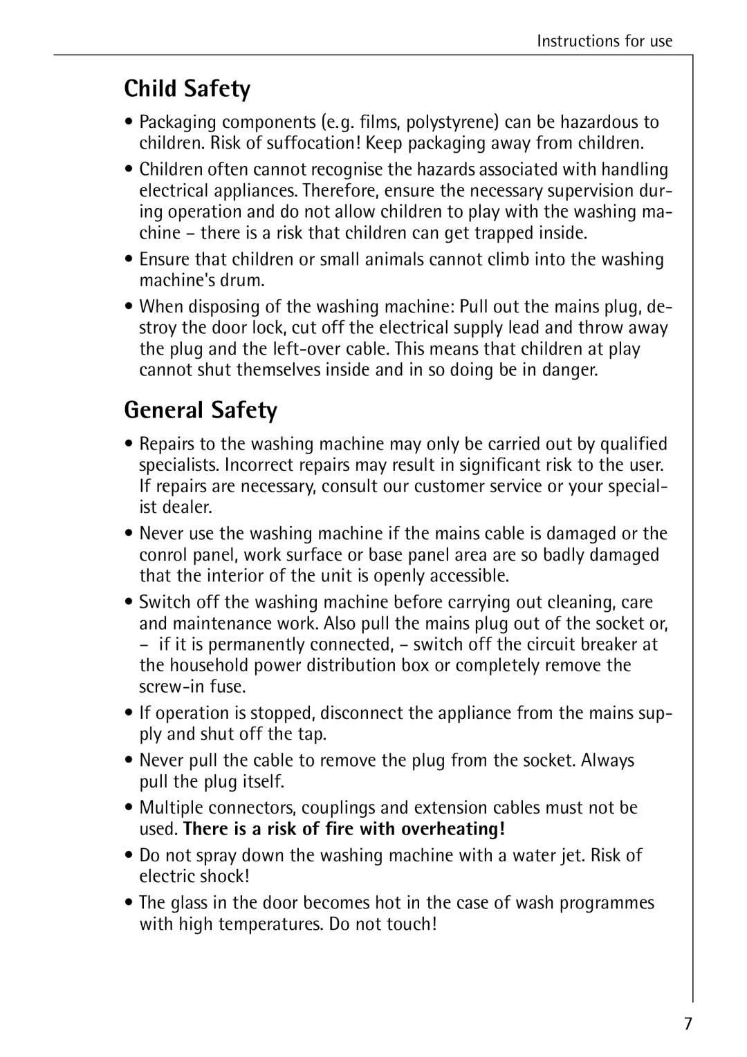 AEG 7200 manual Child Safety, General Safety 