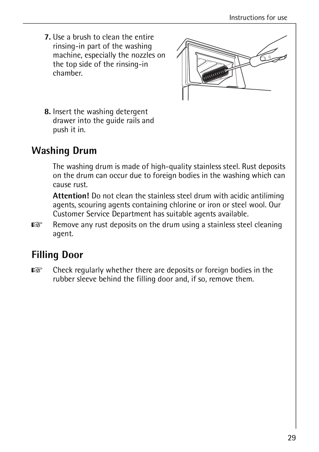 AEG 72330 manual Washing Drum, Filling Door 