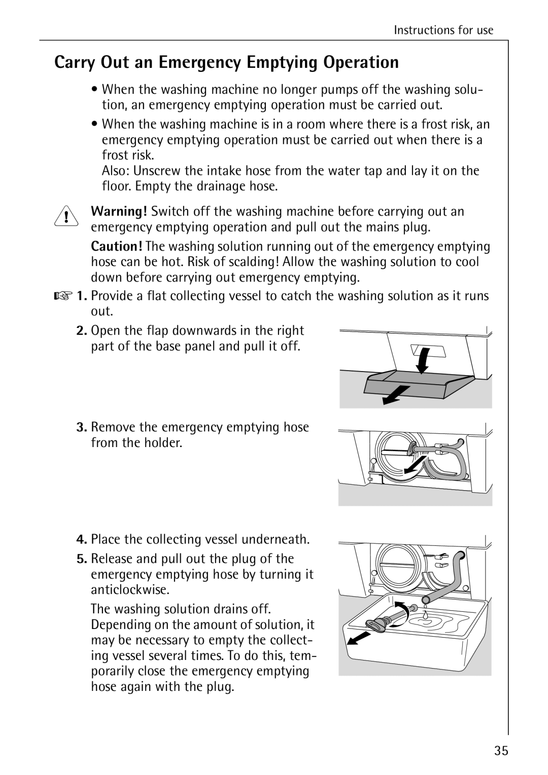 AEG 72330 manual Carry Out an Emergency Emptying Operation 