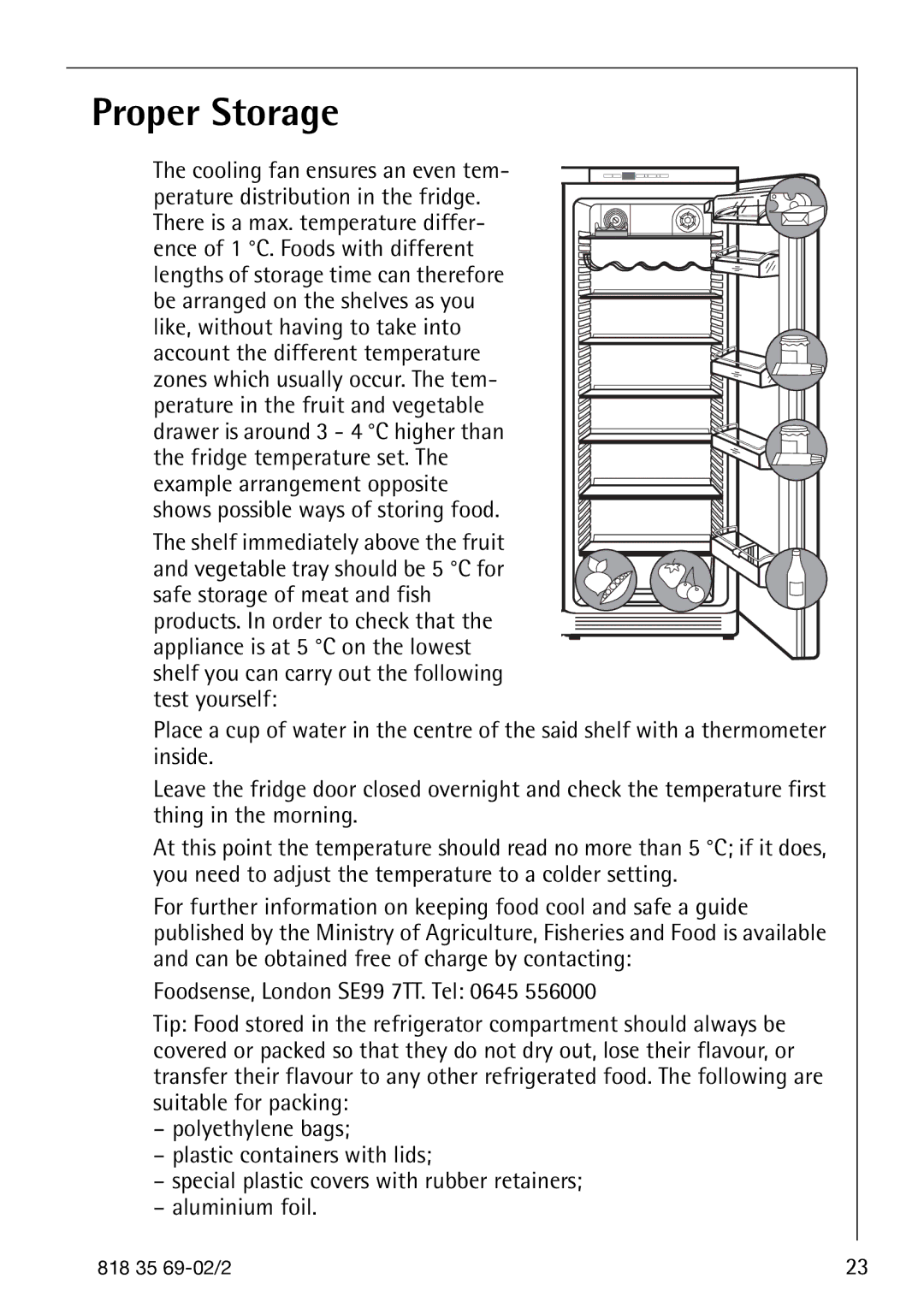 AEG 72358-KA3 manual Proper Storage 