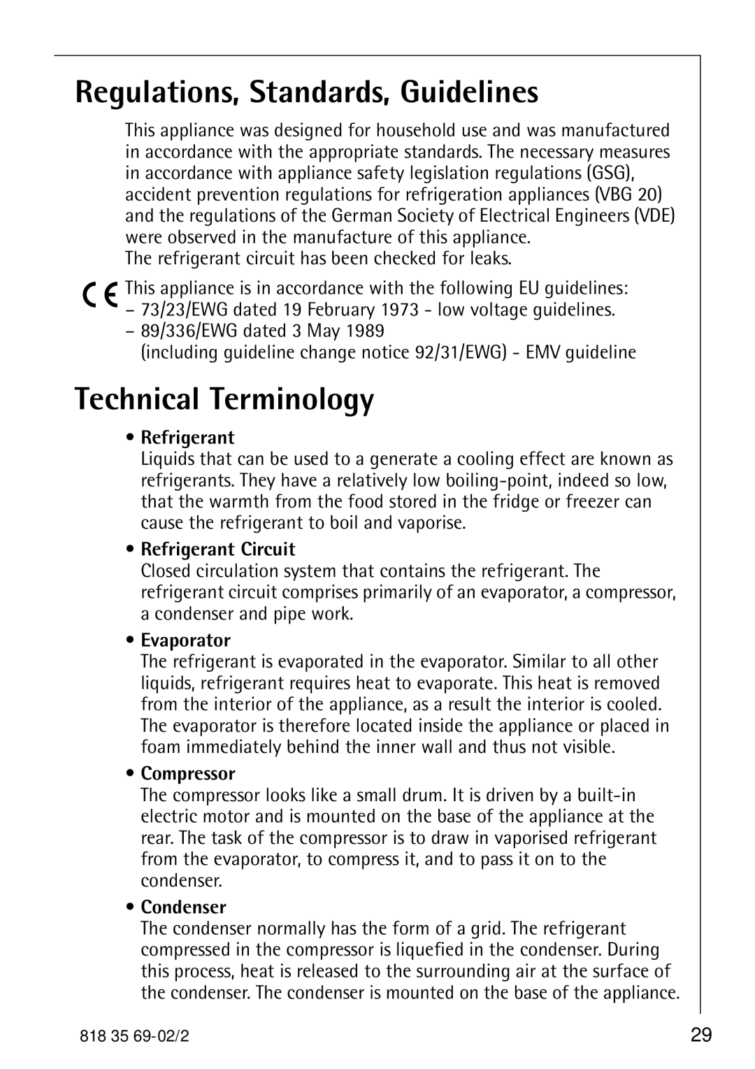 AEG 72358-KA3 manual Regulations, Standards, Guidelines, Technical Terminology 