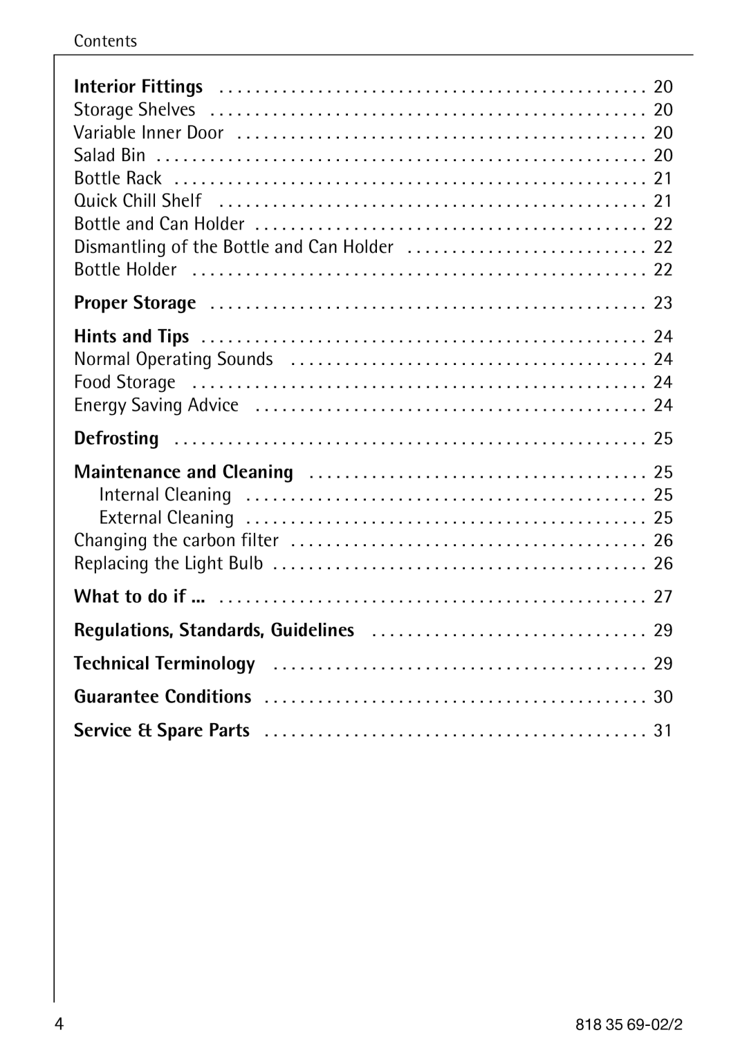 AEG 72358-KA3 manual Contents 