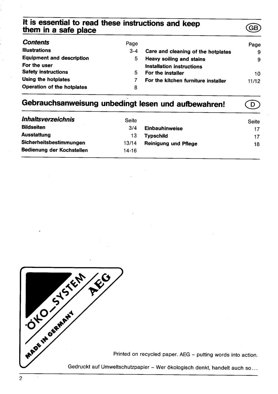 AEG 7250 K manual 