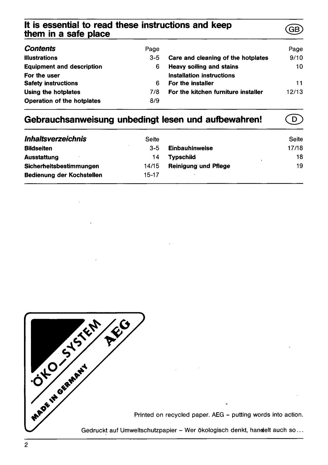 AEG 725K manual 