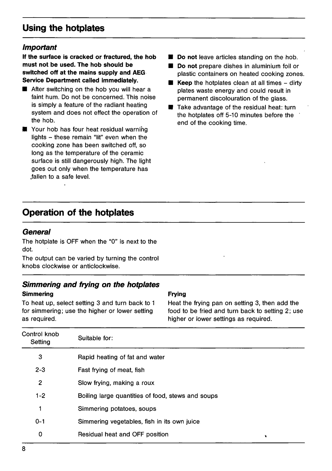 AEG 725K manual 