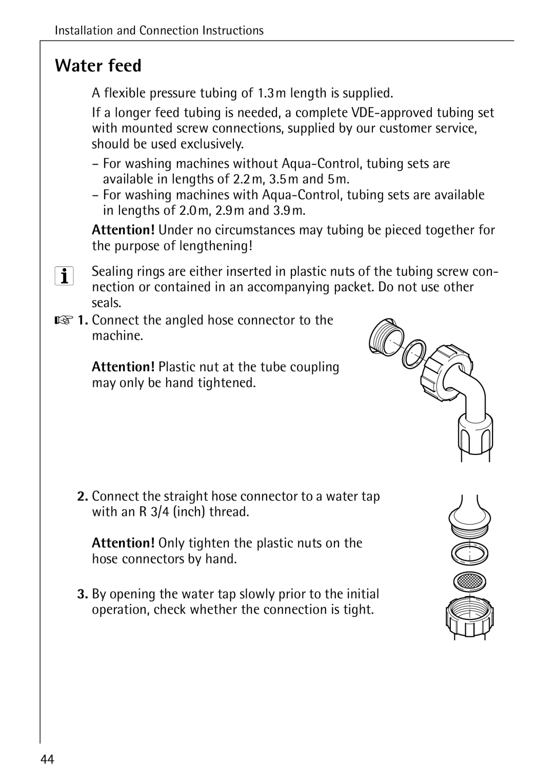 AEG 72620 manual Water feed 