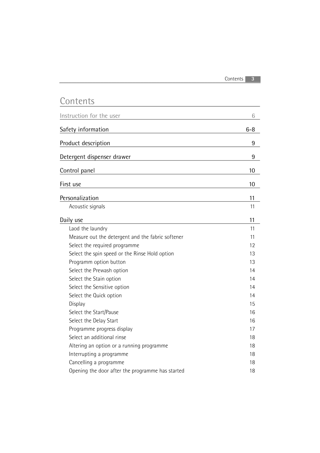 AEG 72640 user manual Contents 