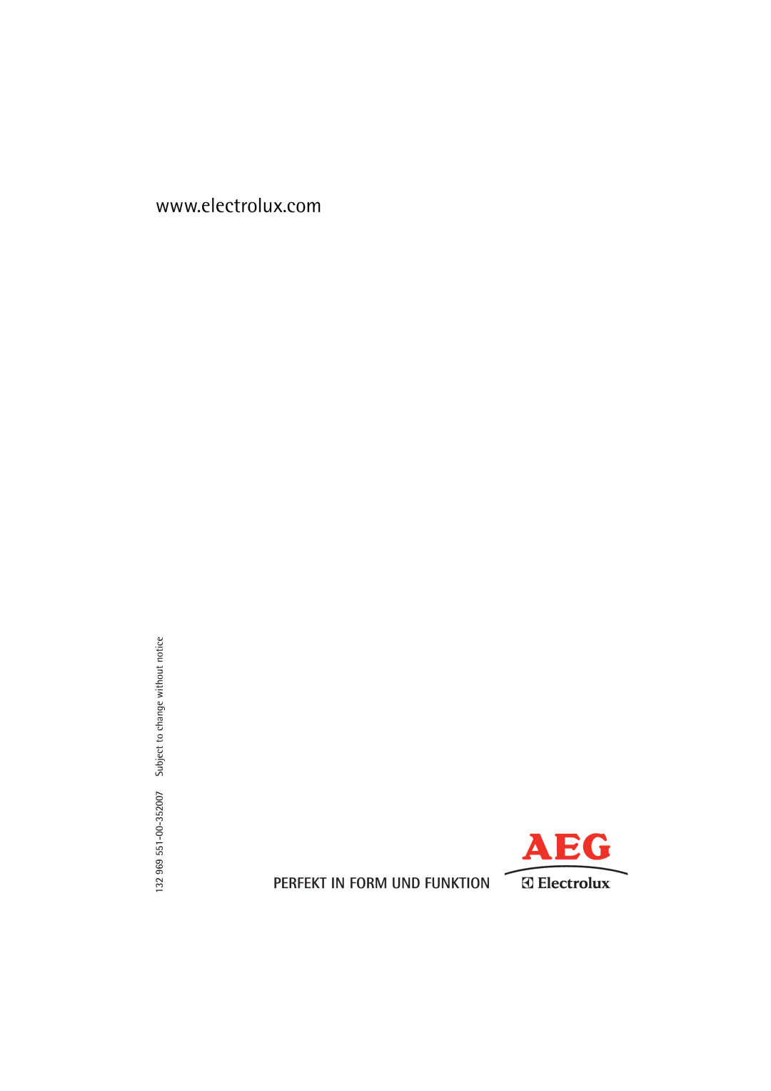 AEG 72640 user manual 132 969 551-00-352007 Subject to change without notice 