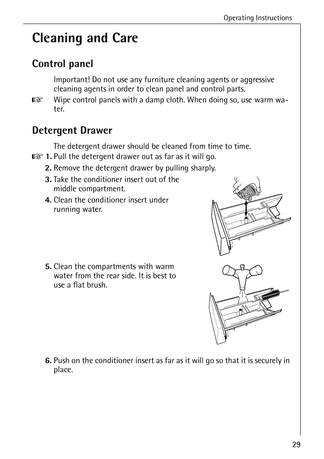 AEG 72640 manual Cleaning and Care, Detergent Drawer 