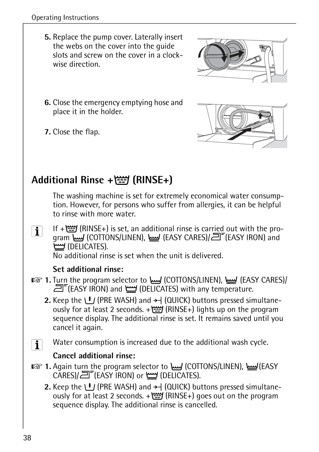 AEG 72640 manual Additional Rinse +ÁRINSE+, To rinse with more water, No additional rinse is set when the unit is delivered 