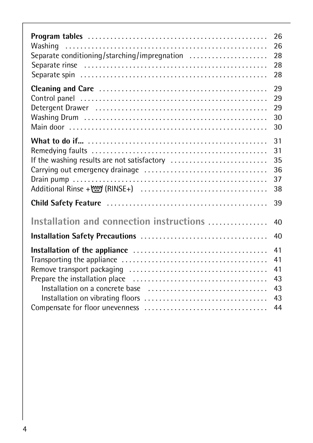 AEG 72640 manual Installation and connection instructions 