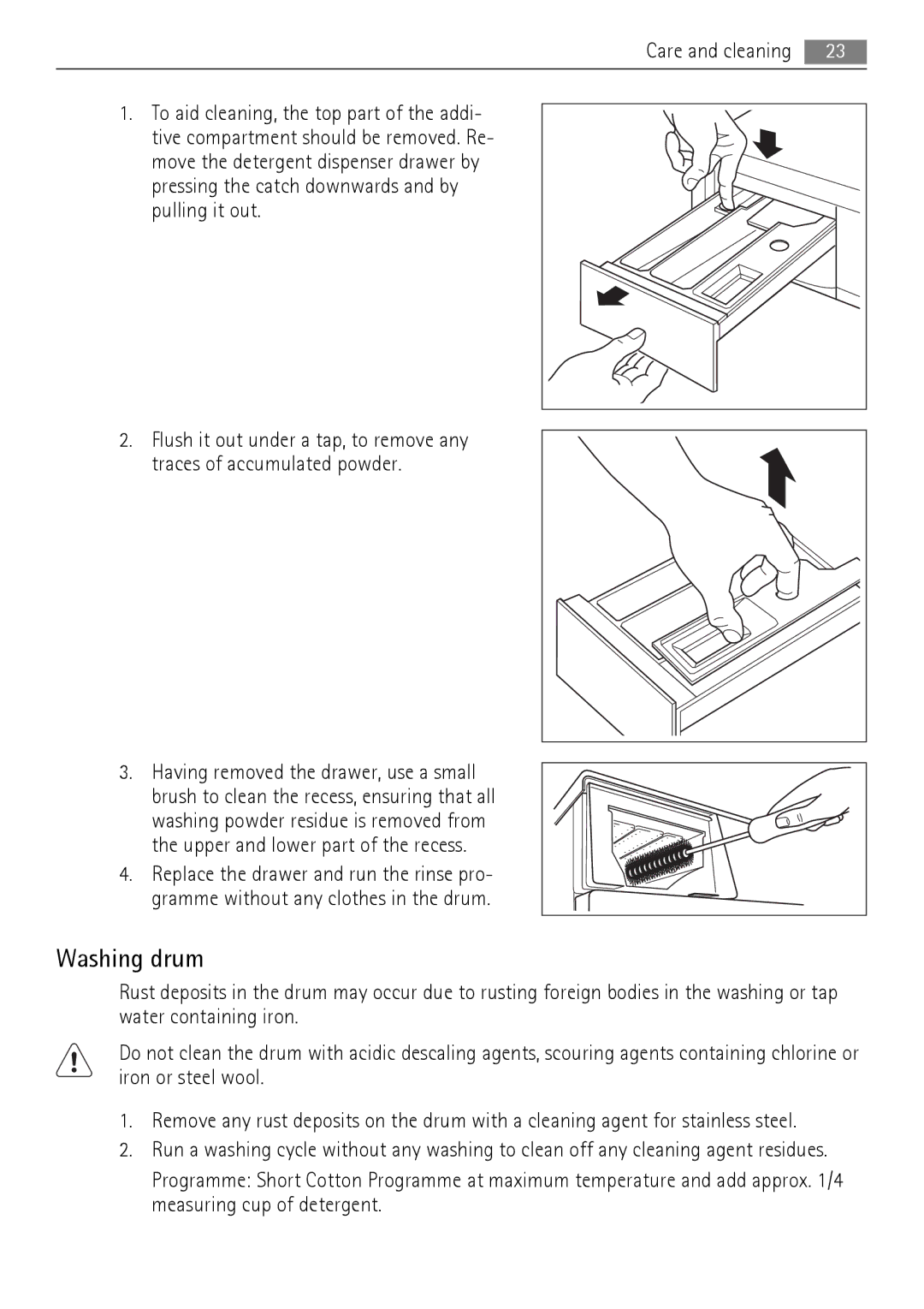 AEG 73742 user manual Washing drum 