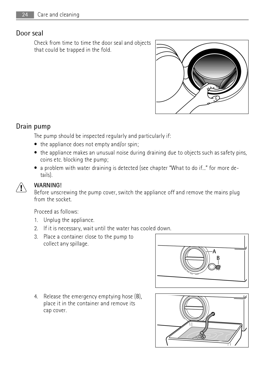 AEG 73742 user manual Door seal, Drain pump 