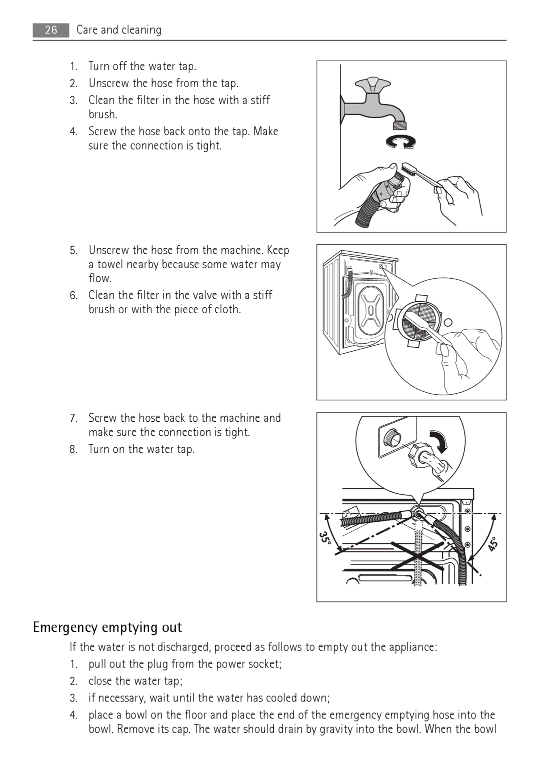 AEG 73742 user manual Emergency emptying out 