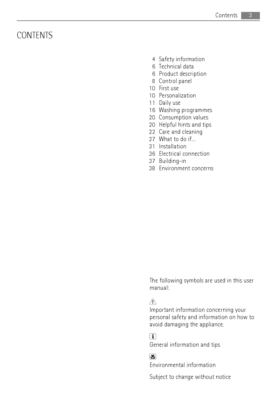 AEG 73742 user manual Contents 