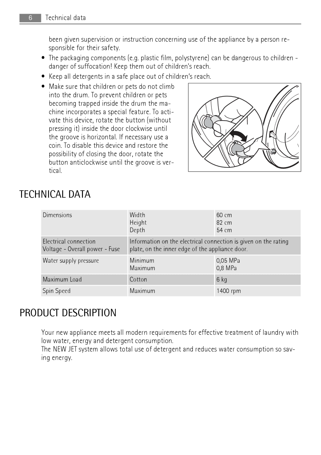 AEG 73742 user manual Technical Data, Product Description, Plate, on the inner edge of the appliance door 