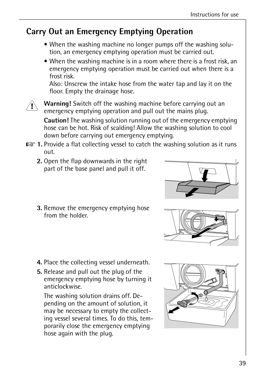 AEG 74740 manual Carry Out an Emergency Emptying Operation 