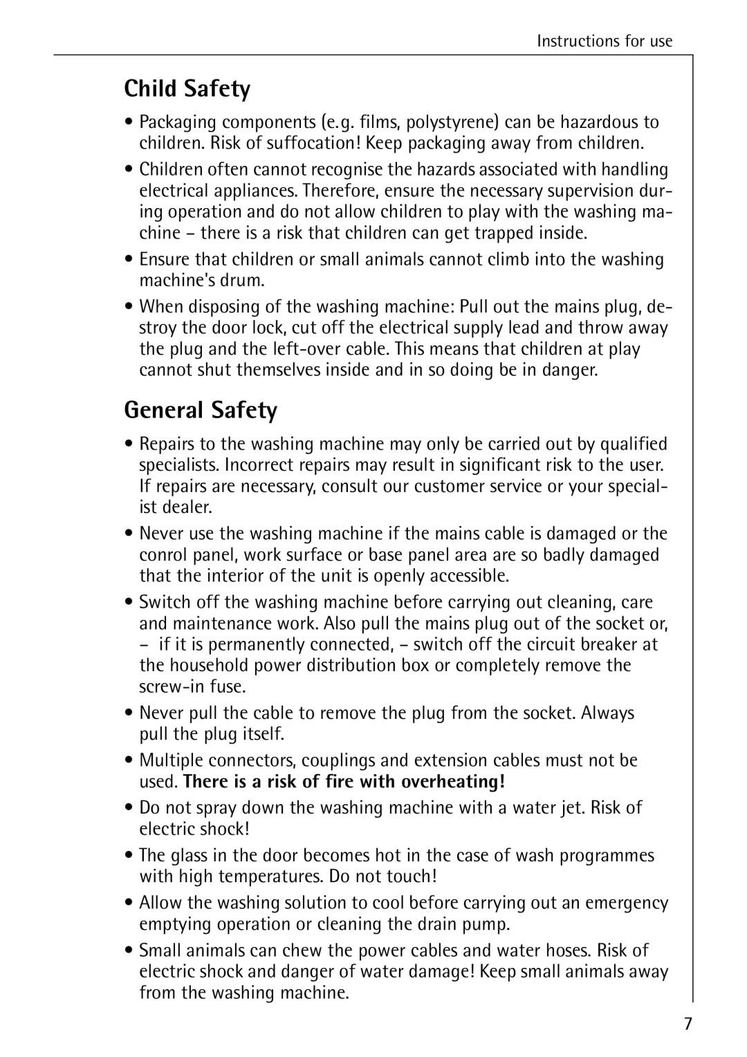 AEG 74740 manual Child Safety, General Safety 