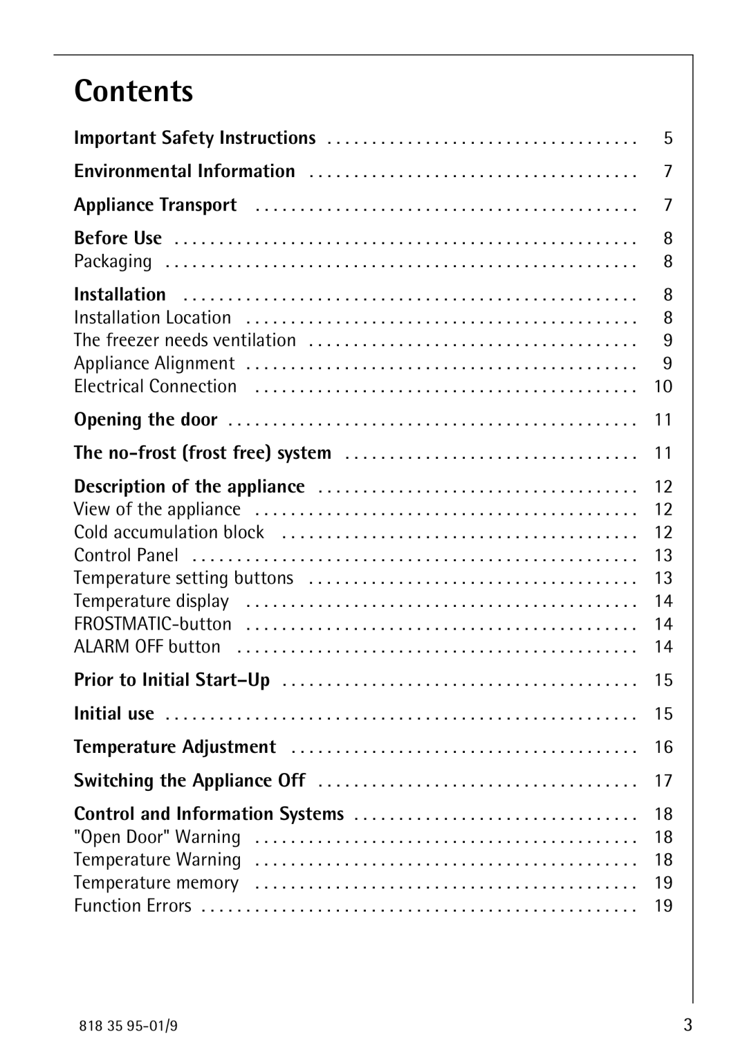 AEG 75248 GA1 manual Contents 