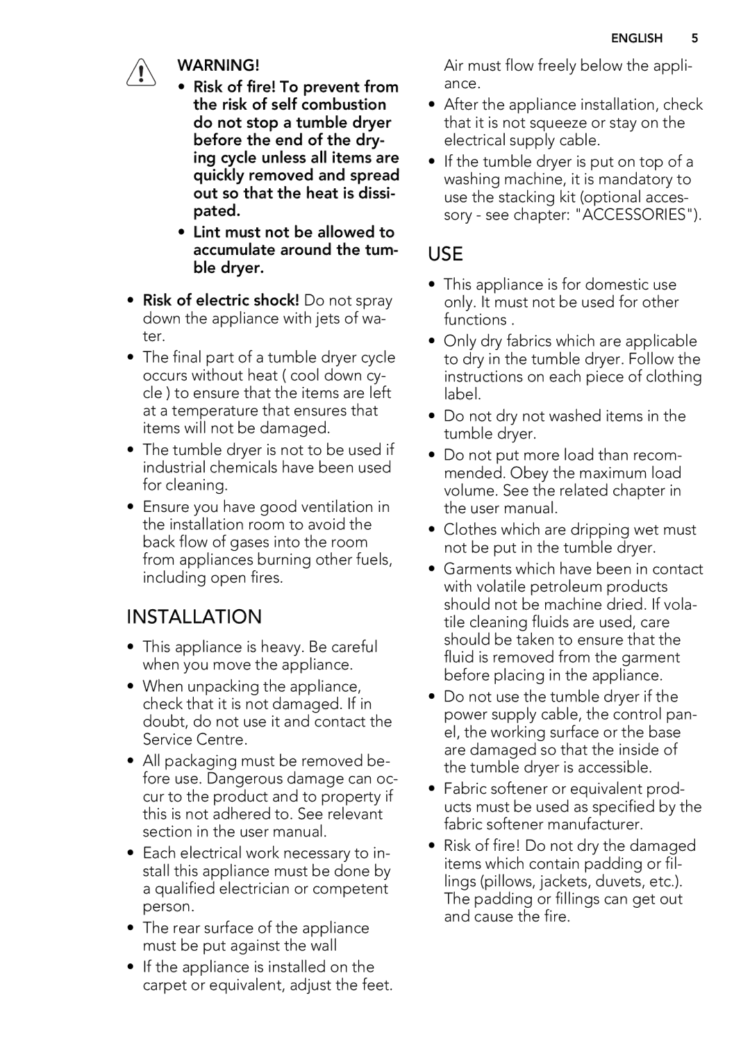 AEG 75470AH user manual Installation, Use 