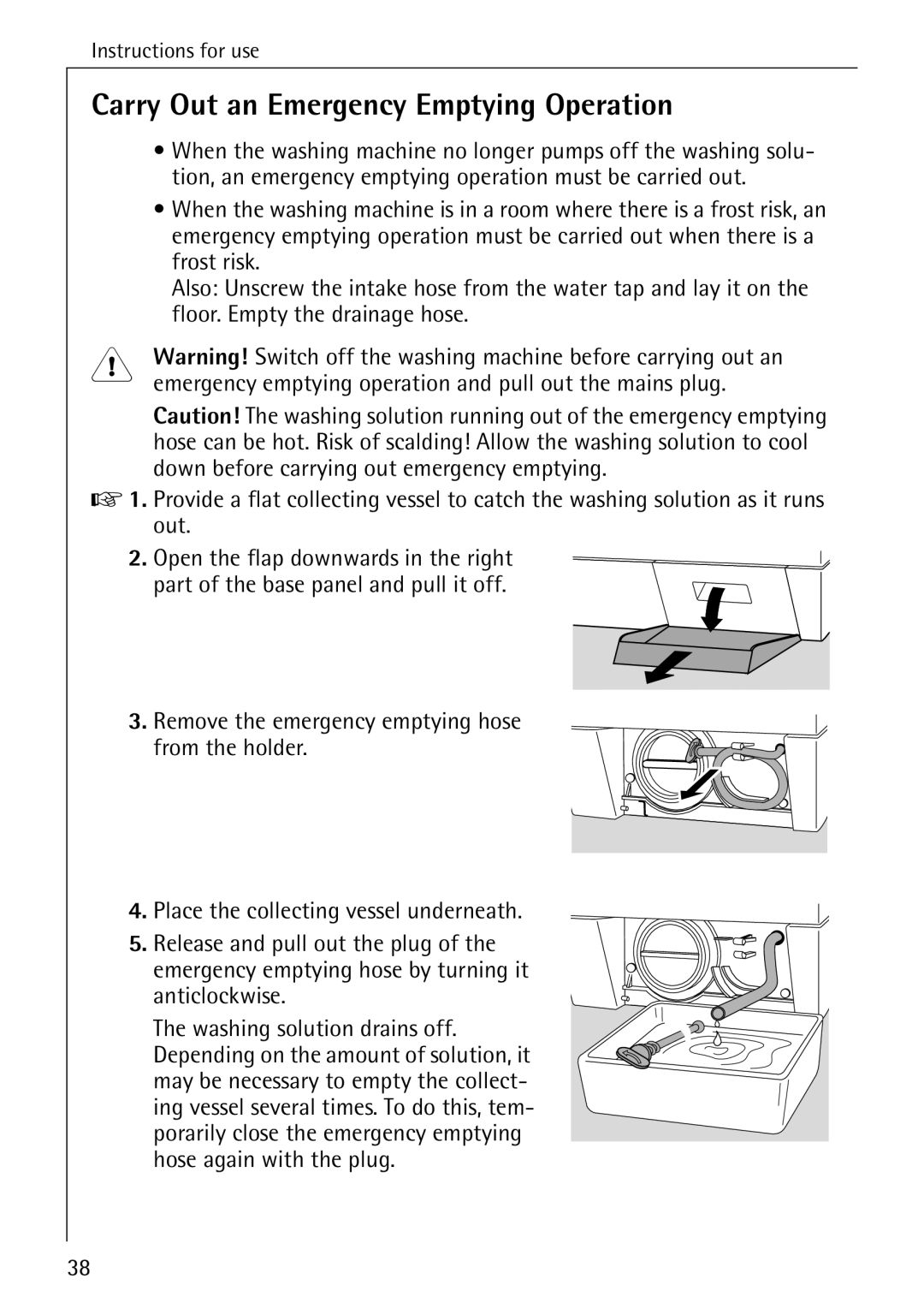 AEG 76730 manual Carry Out an Emergency Emptying Operation 