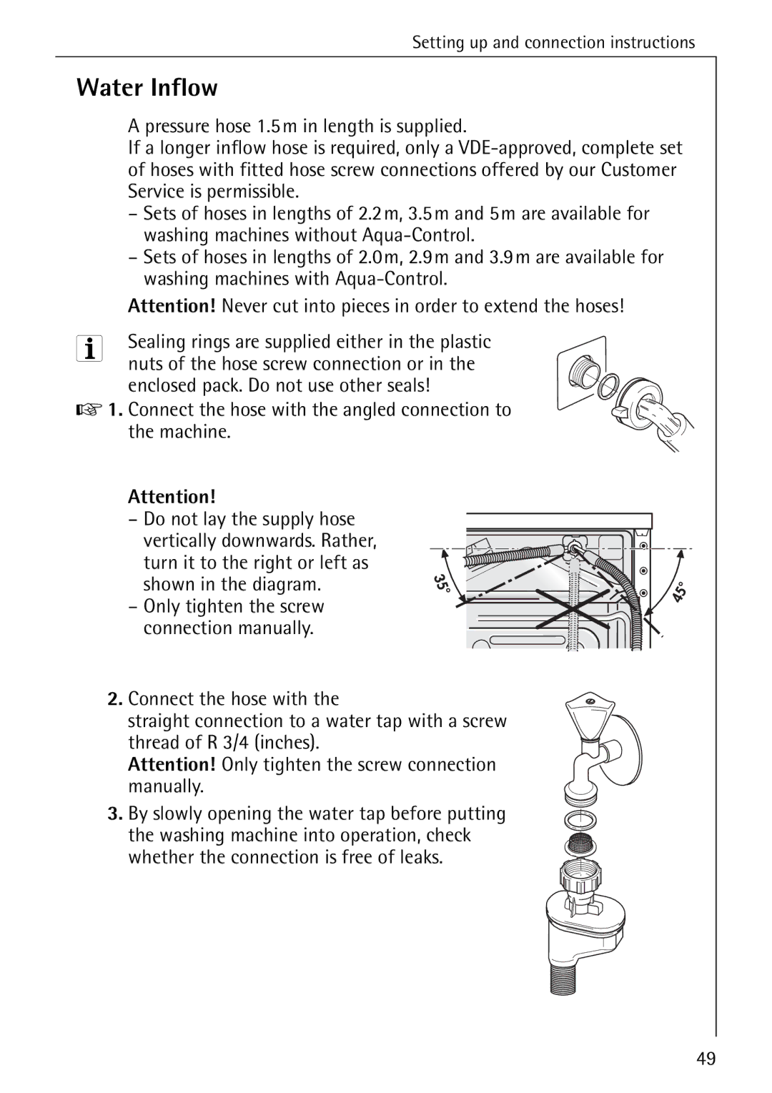 AEG 76730 manual Water Inflow 