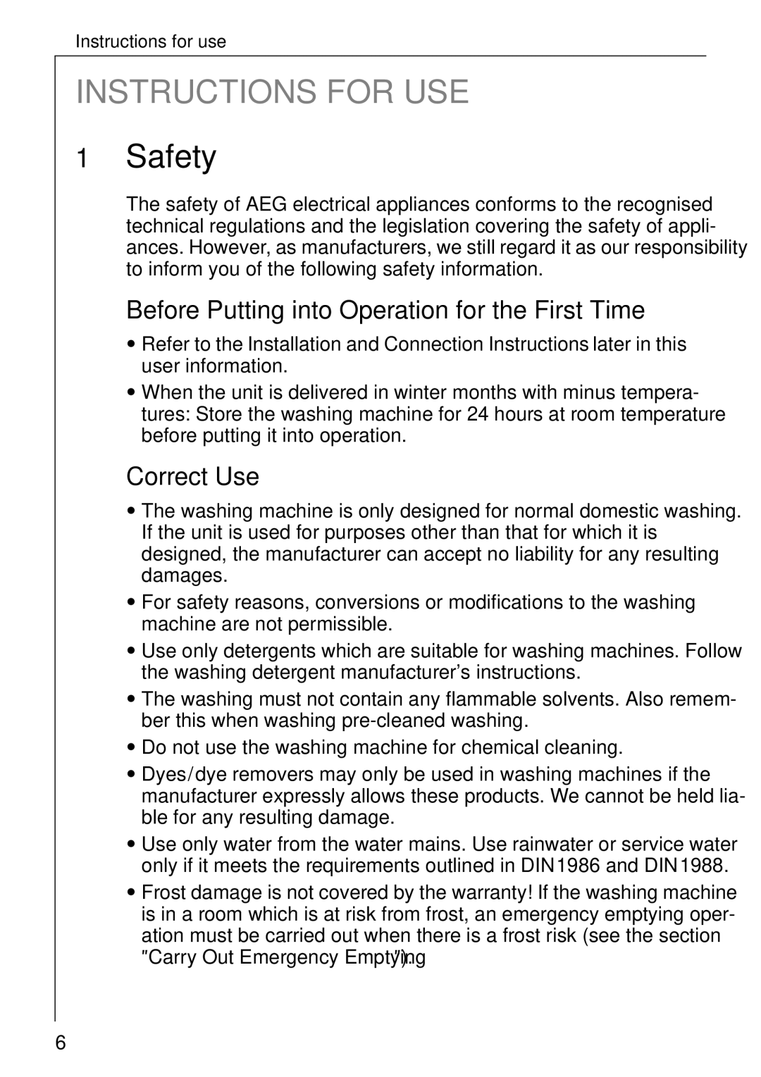 AEG 76730 manual Safety, Before Putting into Operation for the First Time, Correct Use 