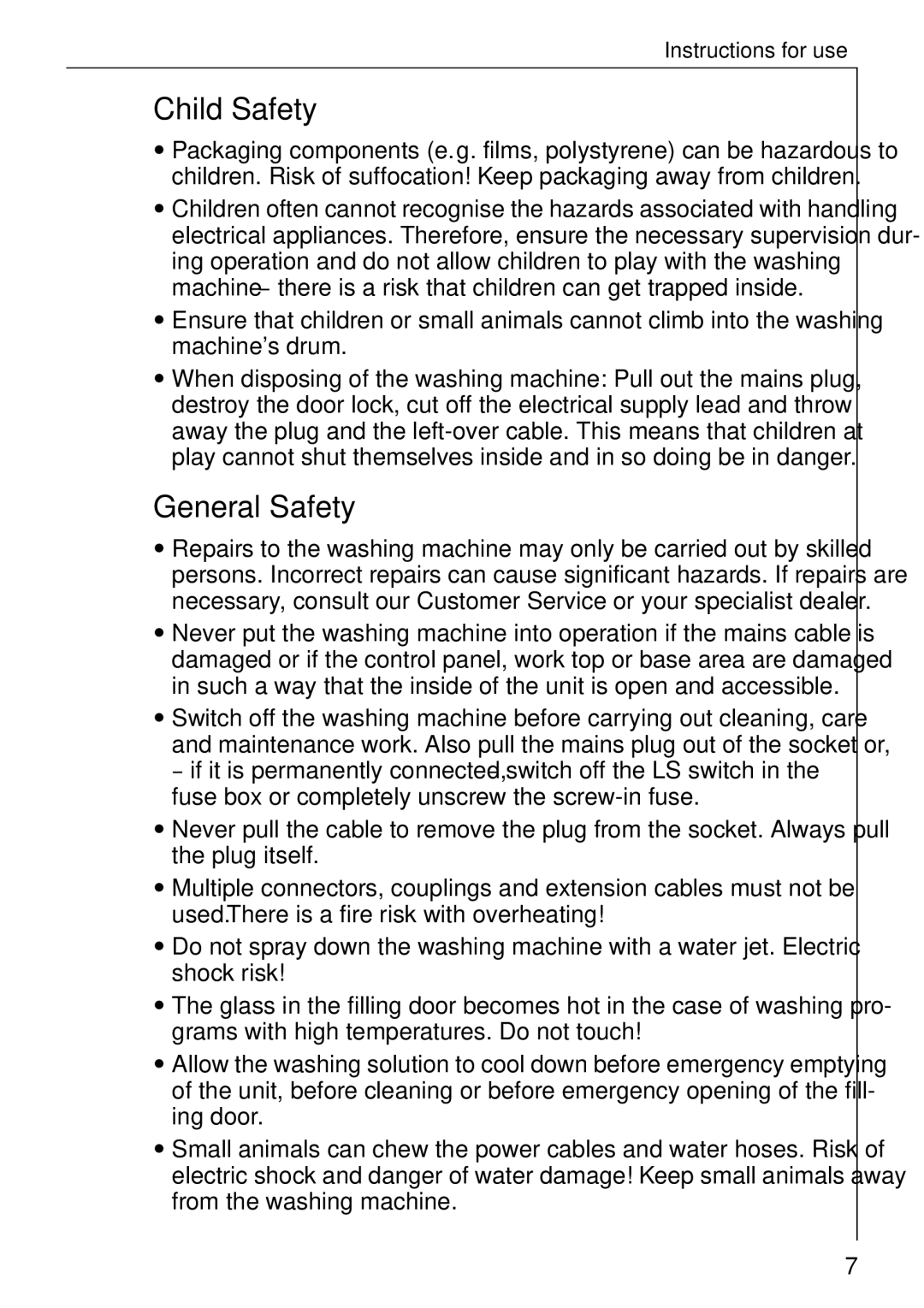 AEG 76730 manual Child Safety, General Safety 