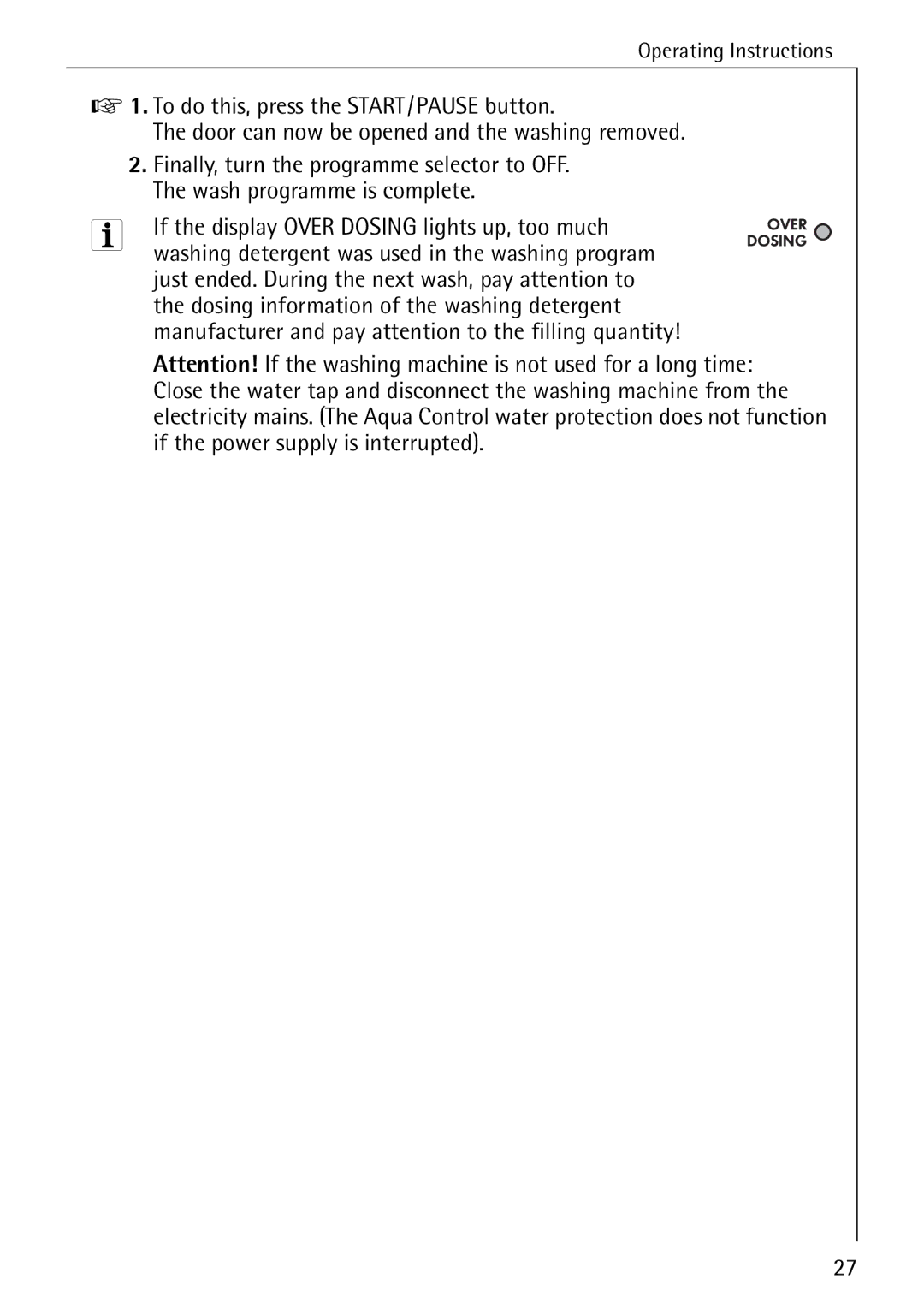 AEG 76760 manual If the power supply is interrupted 