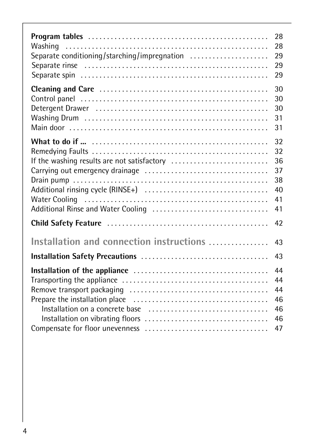 AEG 76760 manual What to do if, Program tables 