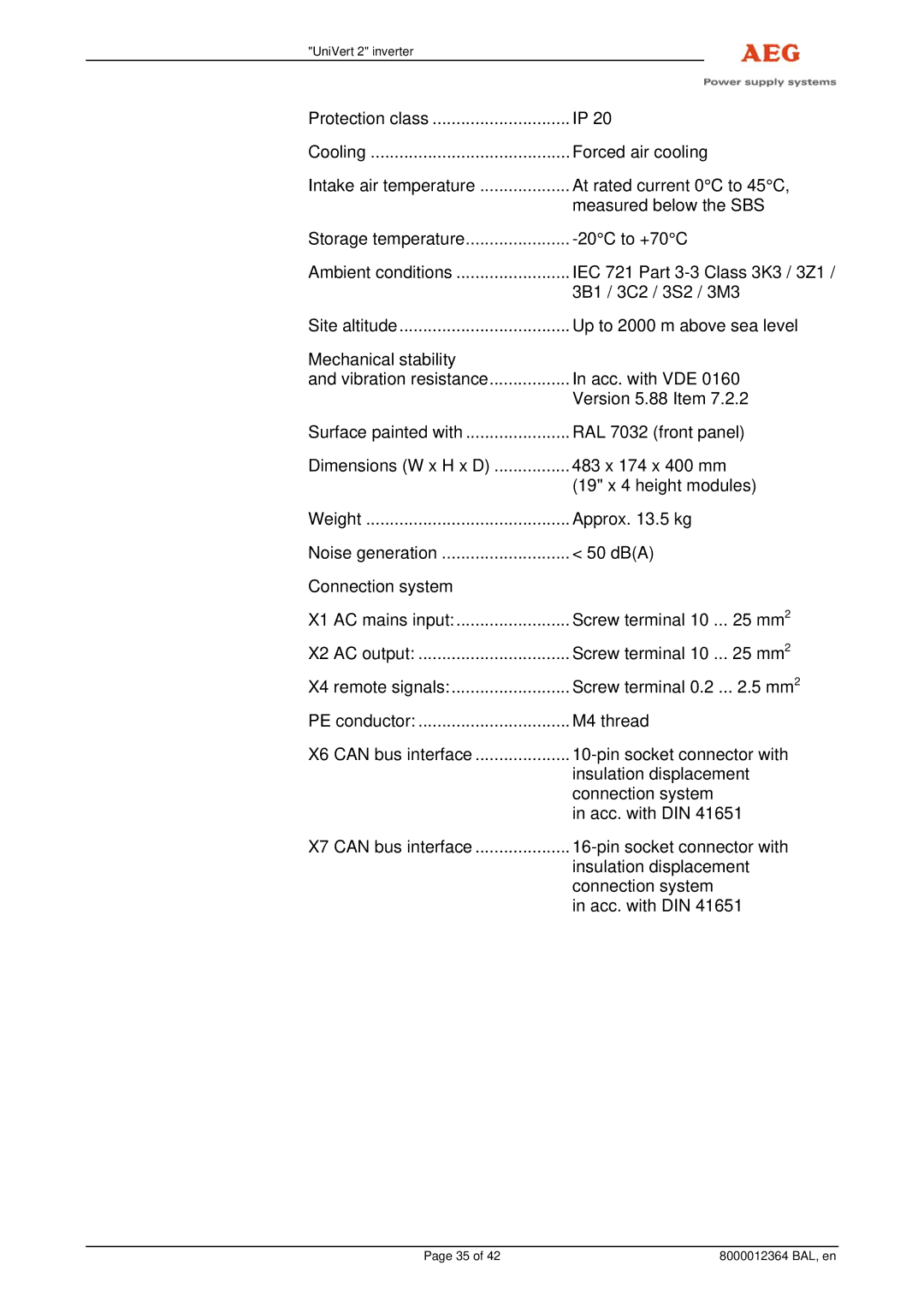 AEG 8000012364 BAL operating instructions UniVert 2 inverter 