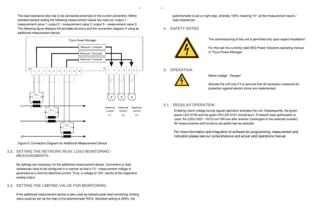 AEG 8.000.024.628 manual Setting the Network Peak Load Monitoring / Measurements, Setting the Limiting Value for Monitoring 