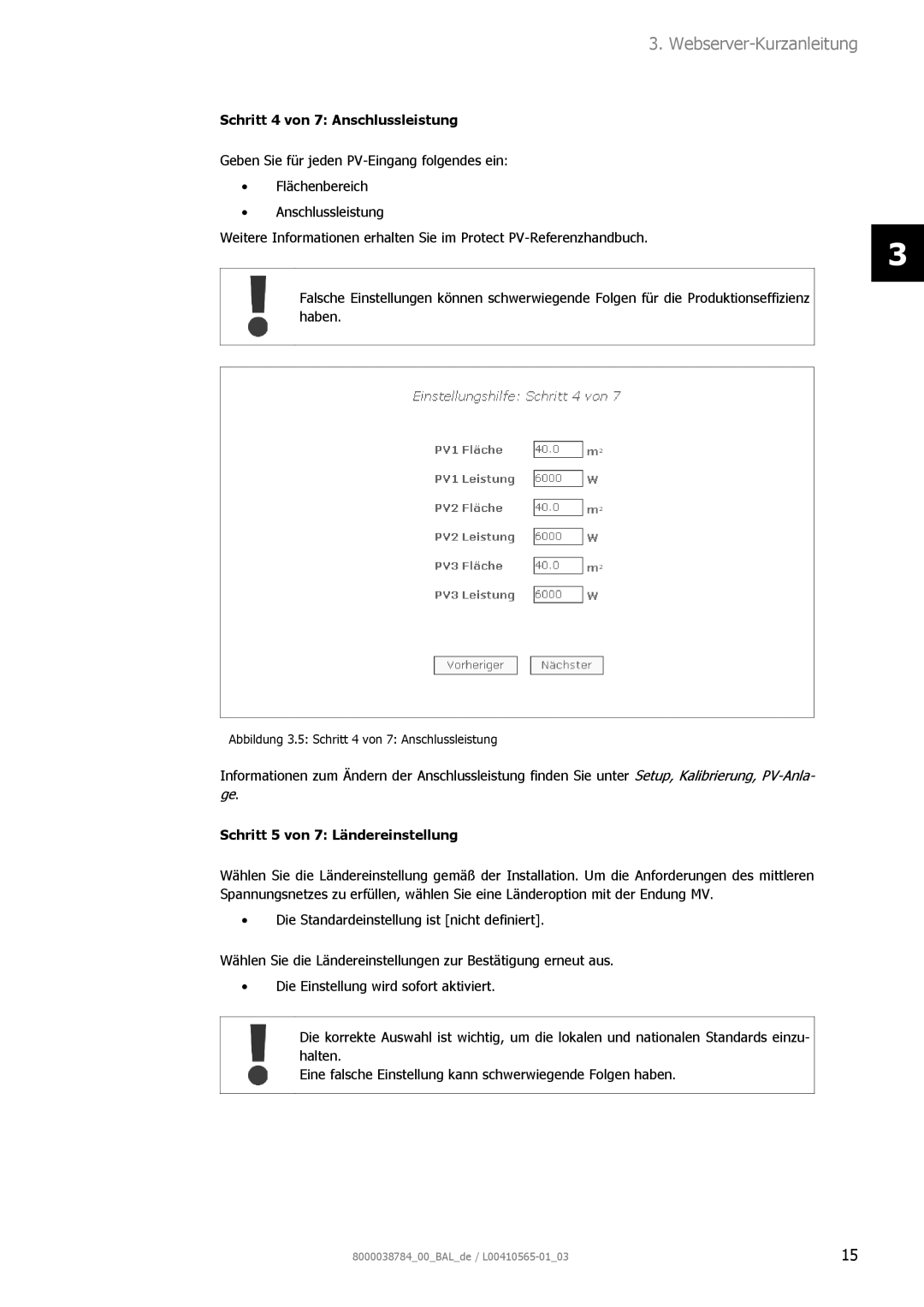 AEG 8000038784_00_BAL_de user manual Schritt 4 von 7 Anschlussleistung, Schritt 5 von 7 Ländereinstellung 