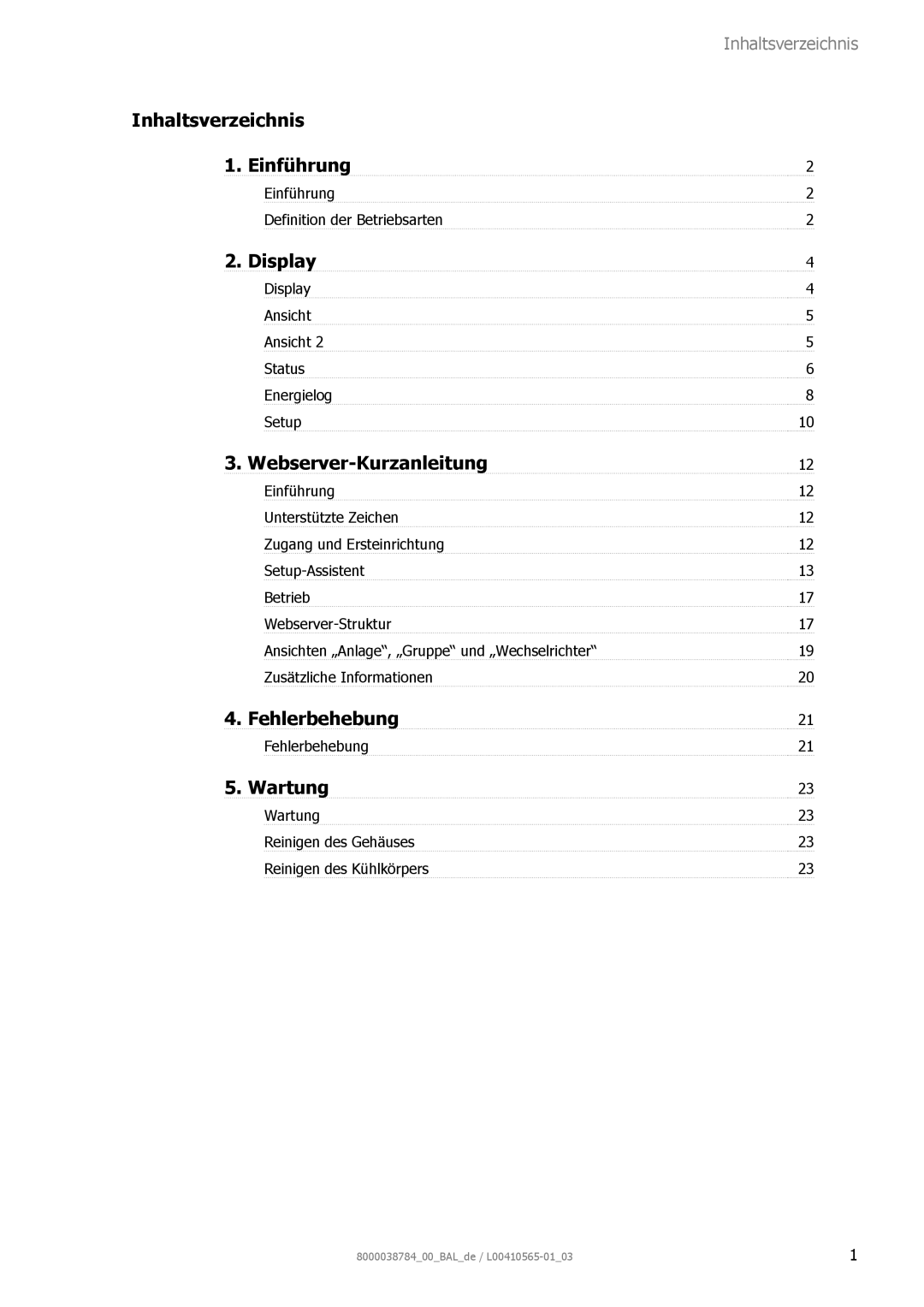 AEG 8000038784_00_BAL_de user manual Inhaltsverzeichnis Einführung 