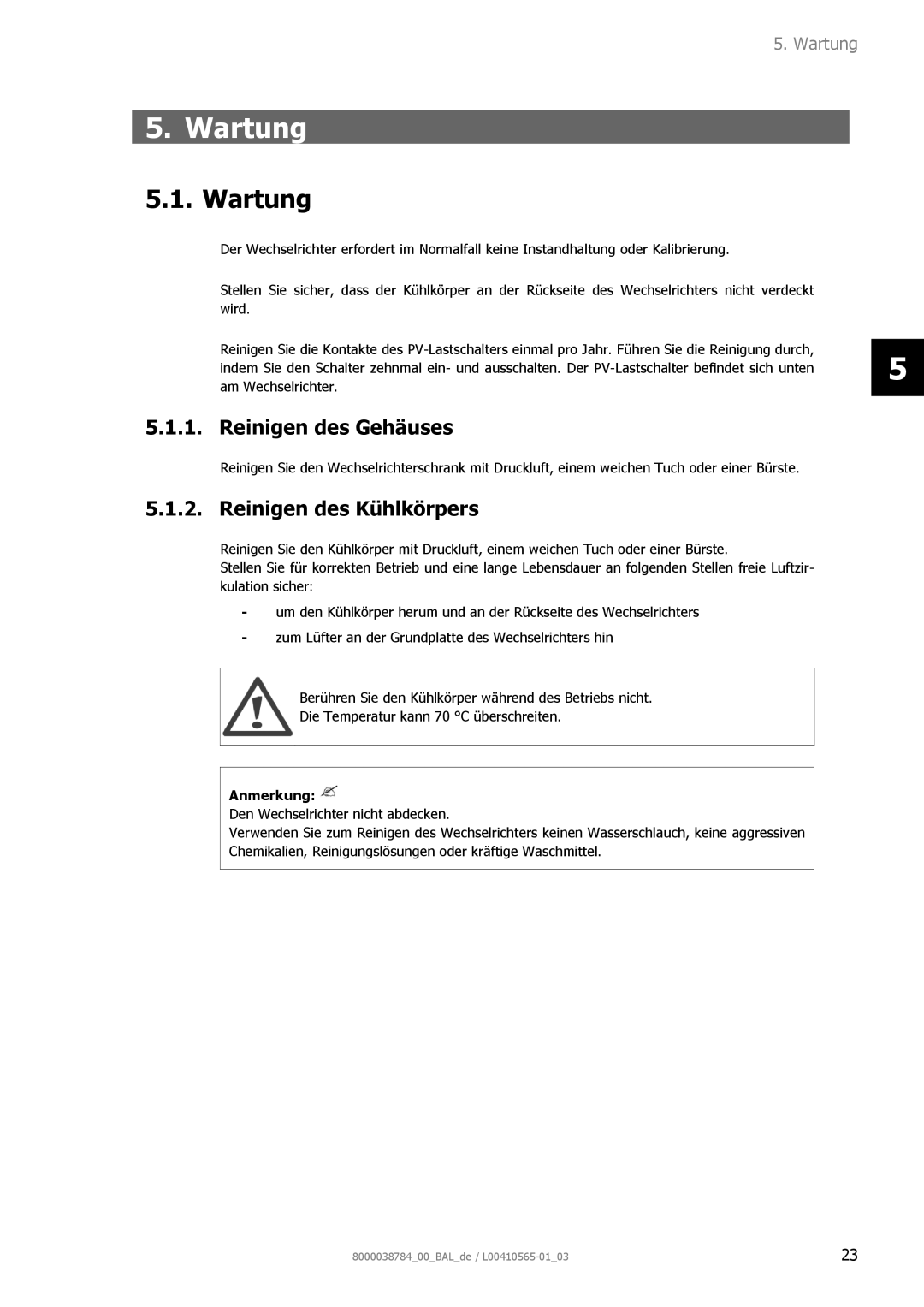 AEG 8000038784_00_BAL_de user manual Wartung, Reinigen des Gehäuses, Reinigen des Kühlkörpers 